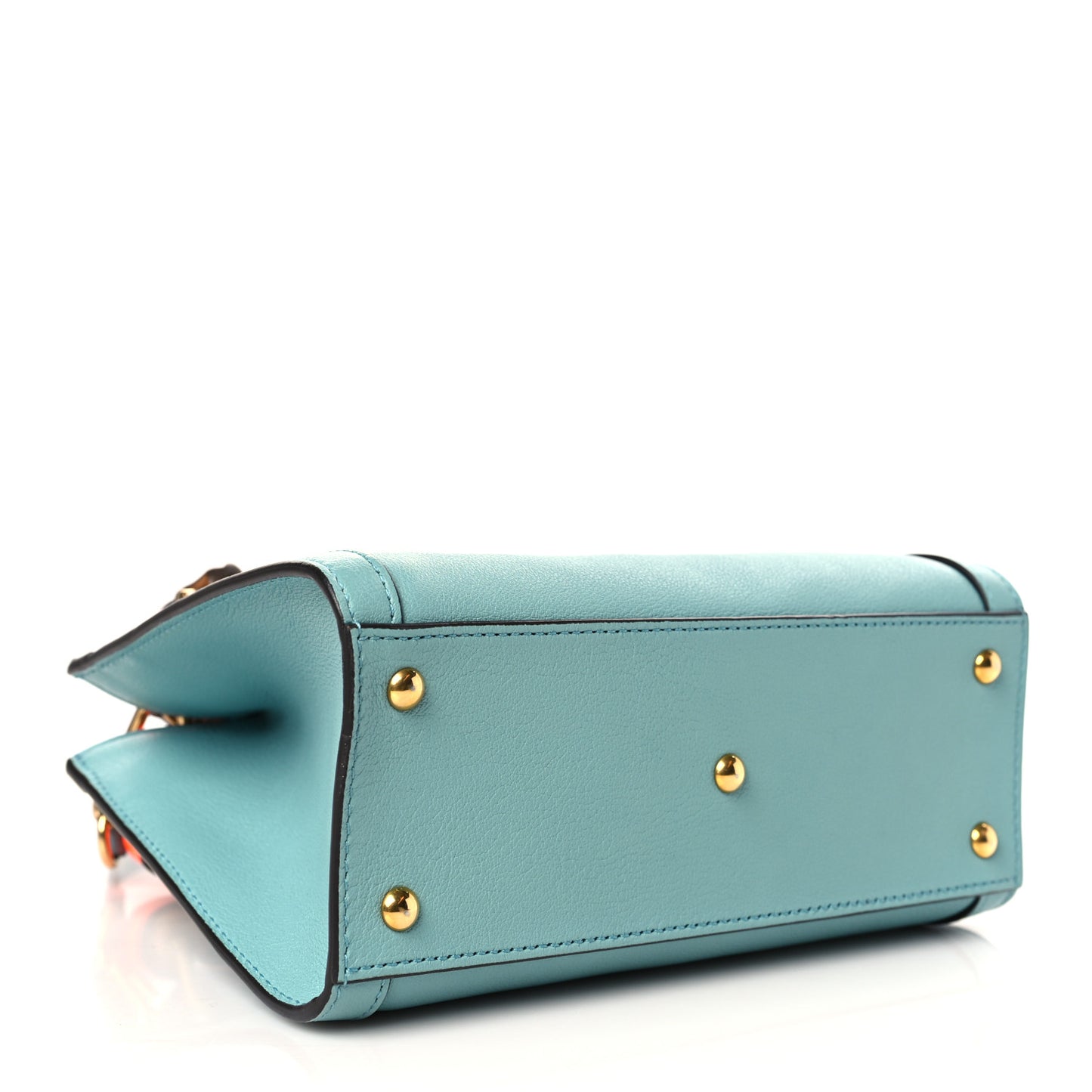 Wonka Grain Calfskin Mini Diana Tote Bag Dusty Azure Orange Fluo