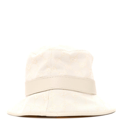Gucci Monogram Textured Dollar Calfskin GG Jago Bucket Hat S Ivory 6 of 8