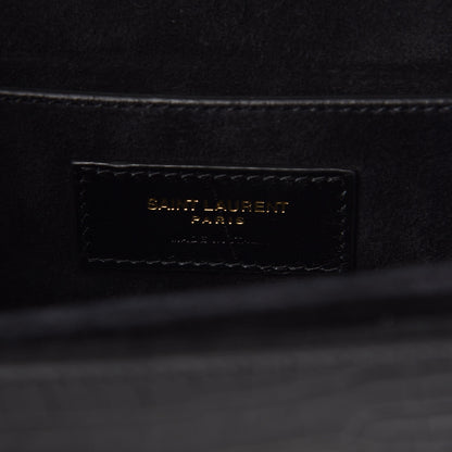 Saint Laurent Calfskin Crocodile Embossed Medium Bellechasse Satchel Black 7 of 9