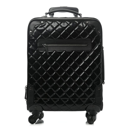 Chanel Vinyl Calfskin Quilted Trolley Rolling Luggage Black 1 of 10