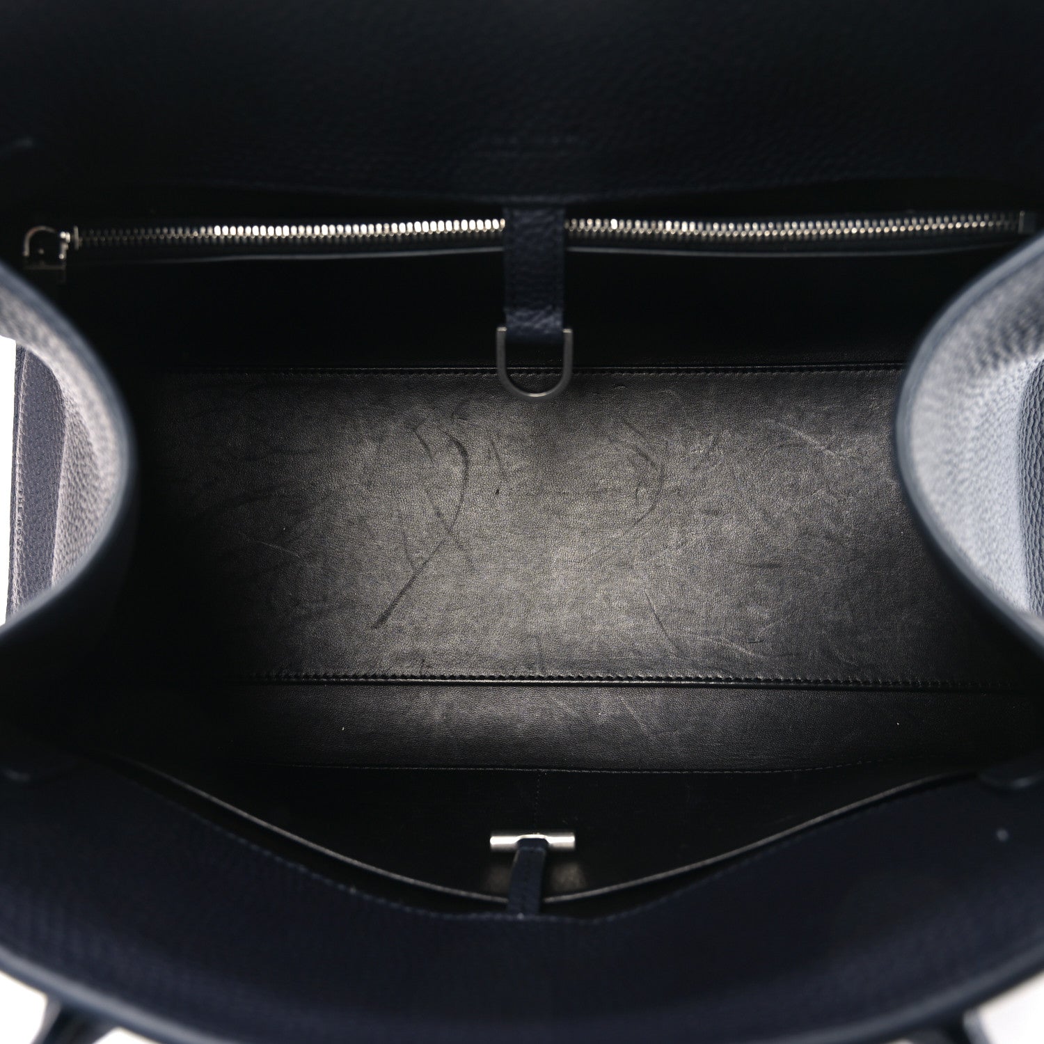 The Row Matte Grained Calfskin Margaux Shoulder 12 Dark Navy 5 of 9