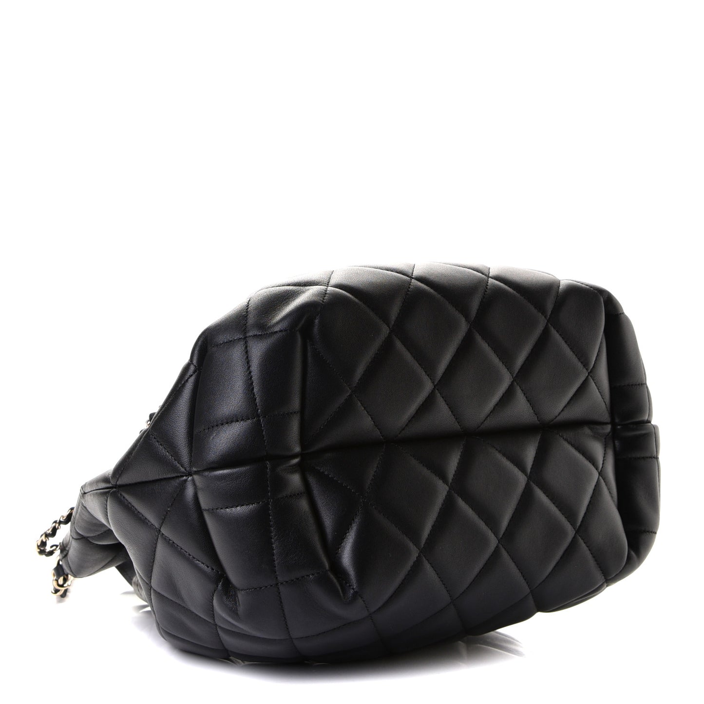 Lambskin Quilted CC Dweller Drawstring Tote Black