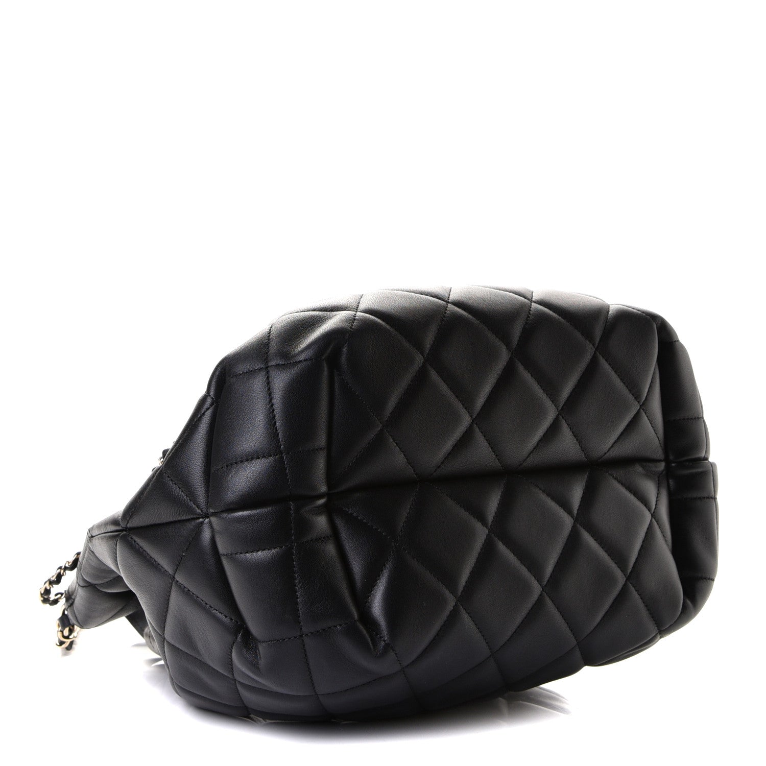 Chanel Lambskin Quilted CC Dweller Drawstring Tote Black 3 of 5