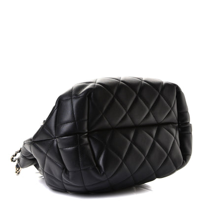 Chanel Lambskin Quilted CC Dweller Drawstring Tote Black 3 of 5