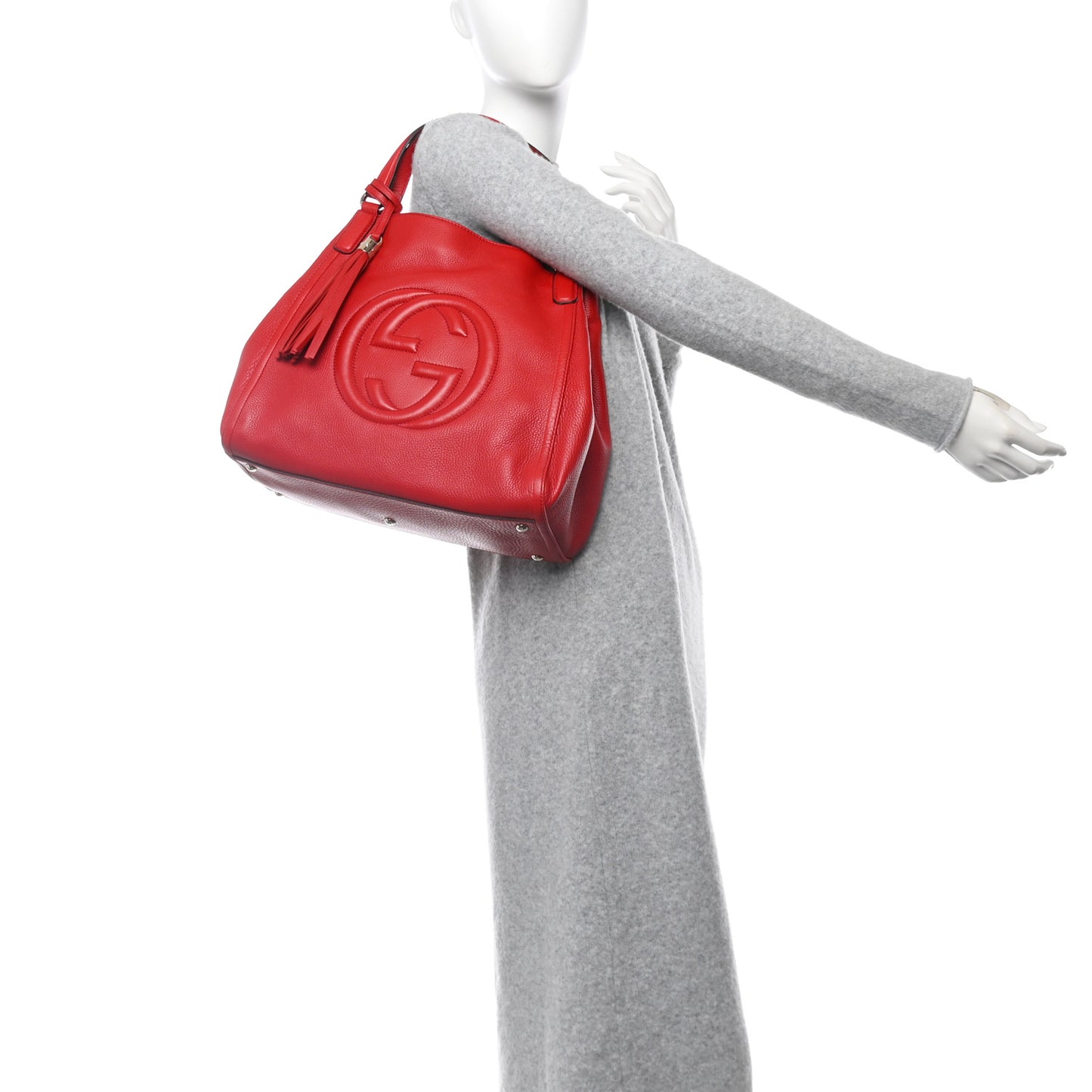 Pebbled Calfskin Medium Soho Shoulder Bag Tabasco Red