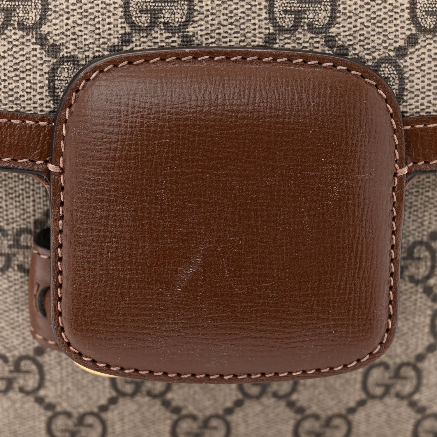 Gucci GG Supreme Monogram Web Mini Horsebit 1955 Shoulder Bag Beige Brown Sugar 11 of 12