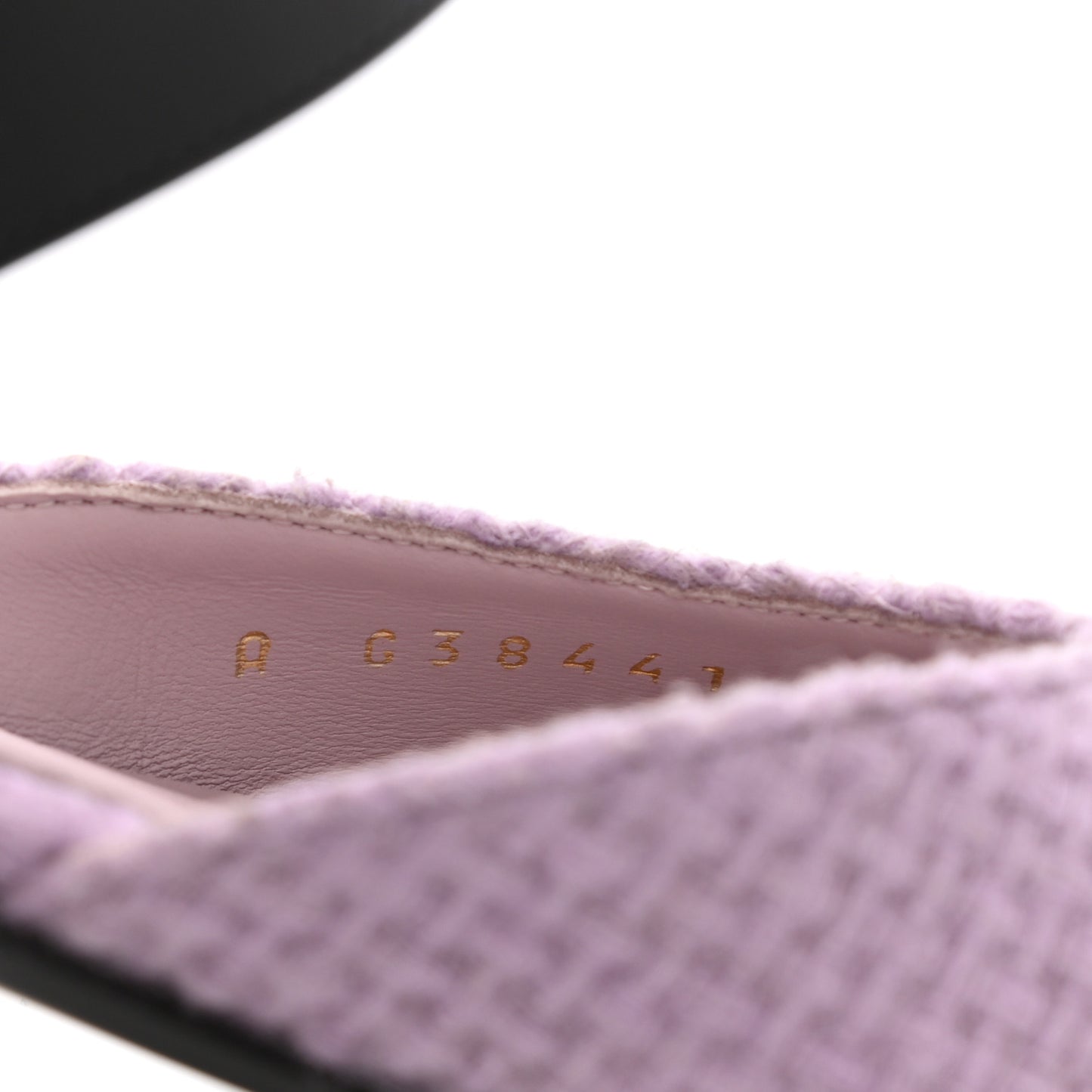 Tweed Patent Cap Toe Ballerina Flats 36.5 Light Pink Black