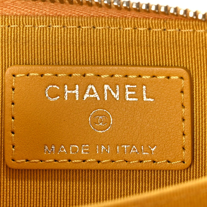 Chanel Caviar Quilted Zip Coin Purse Yellow 6 of 10