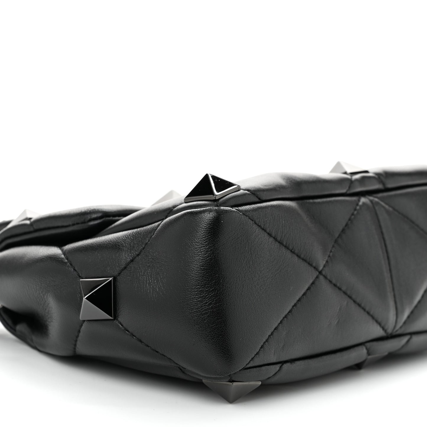 Nappa Monochrome Small Roman Stud Shoulder Bag Black