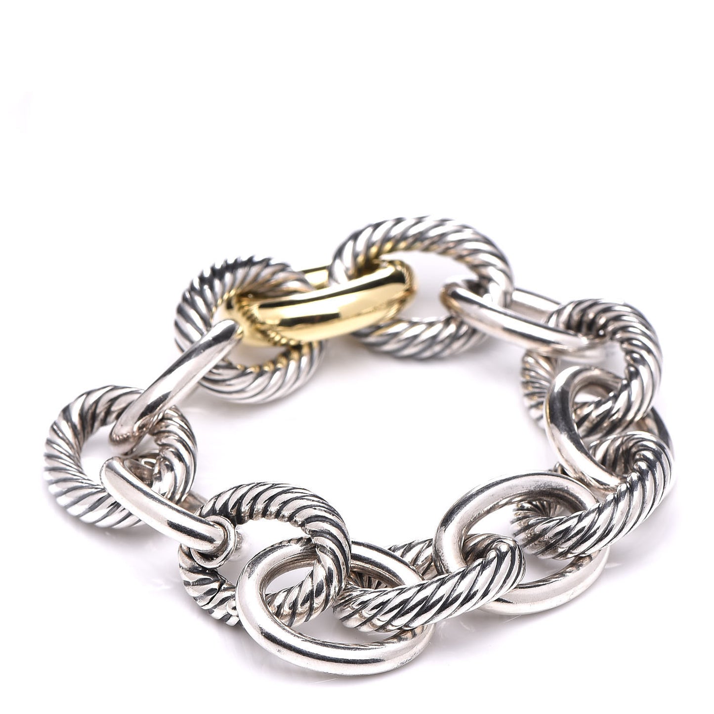 Sterling Silver 18K Yellow Gold 19mm Extra Large Oval Link Bracelet