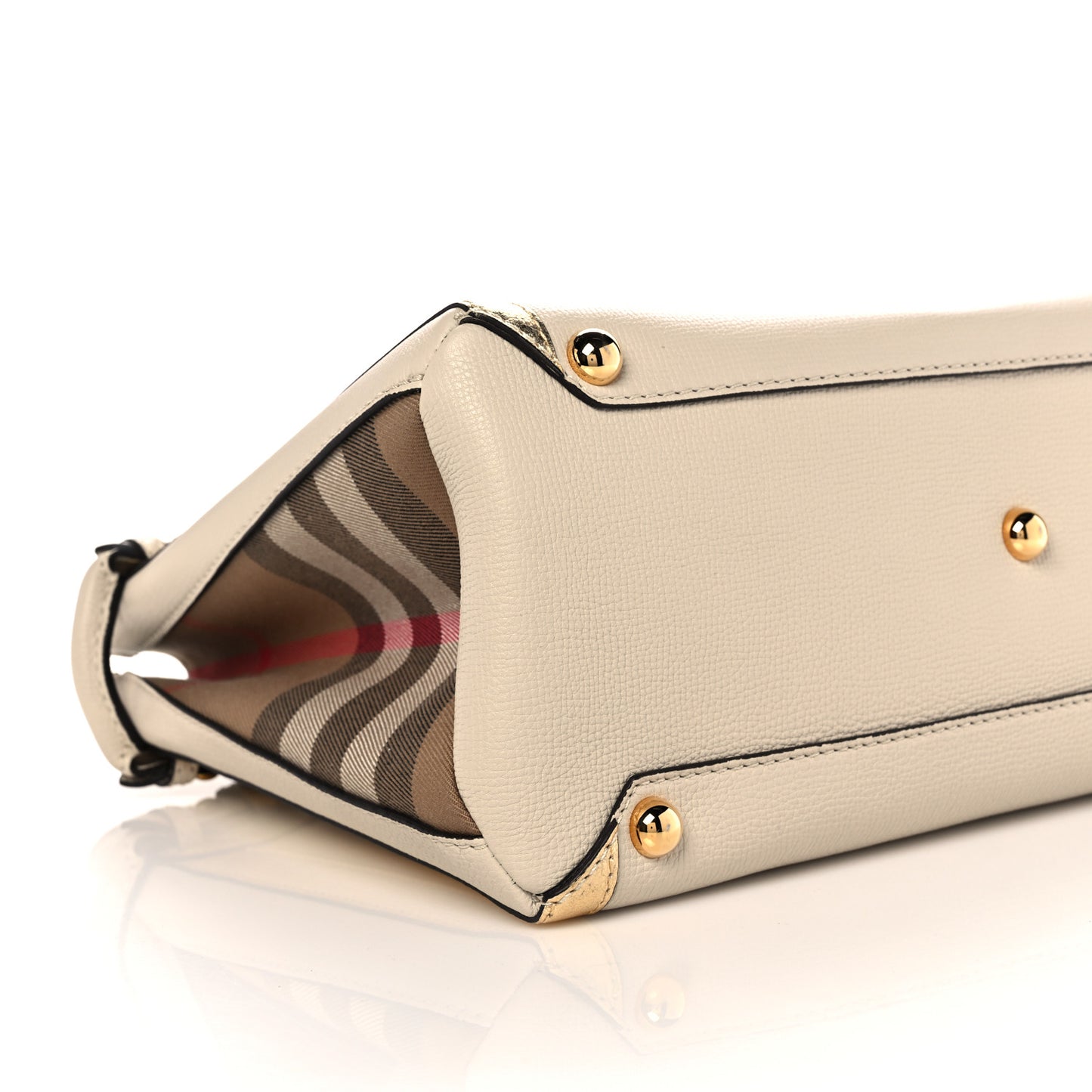 Calfskin Medium Bi-Color Banner Tote Gold White