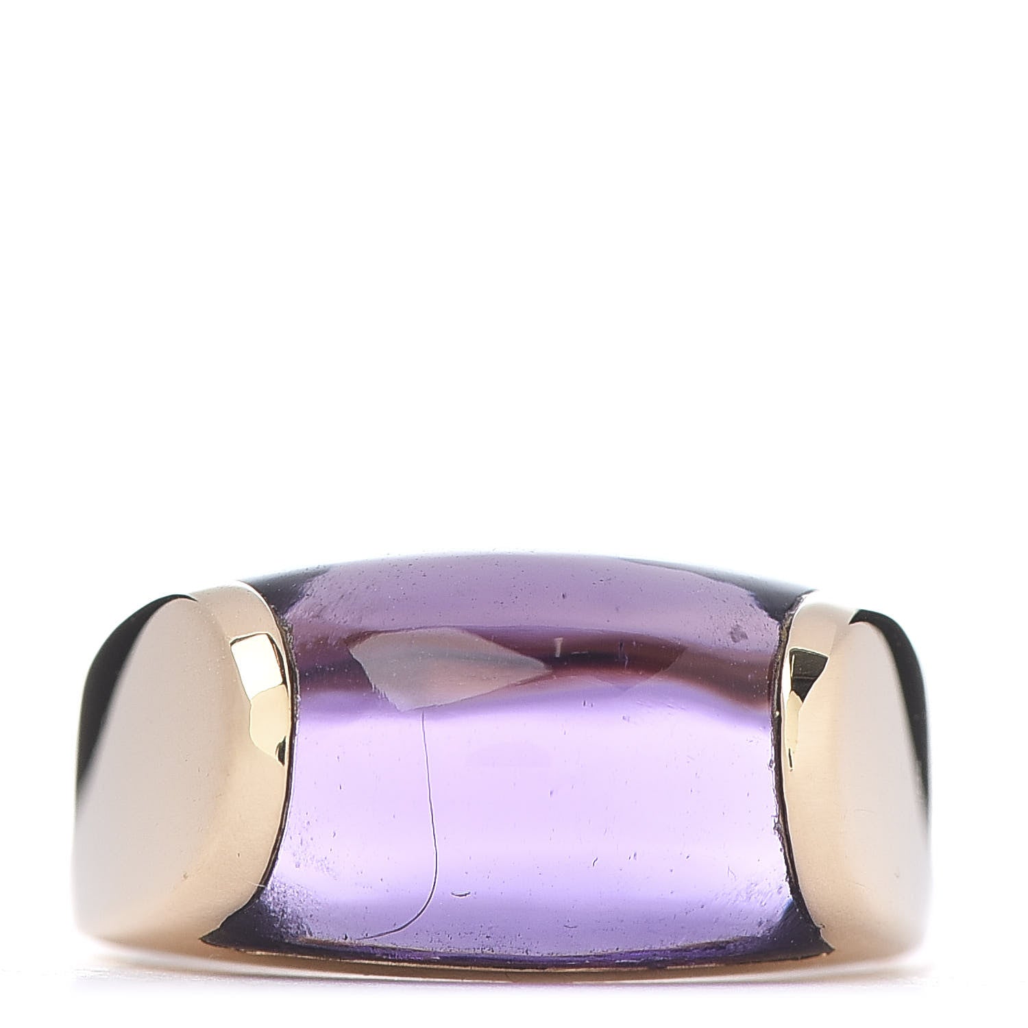 Bulgari 18K Yellow Gold Amethyst Tronchetto Ring 50 5.25 1 of 6