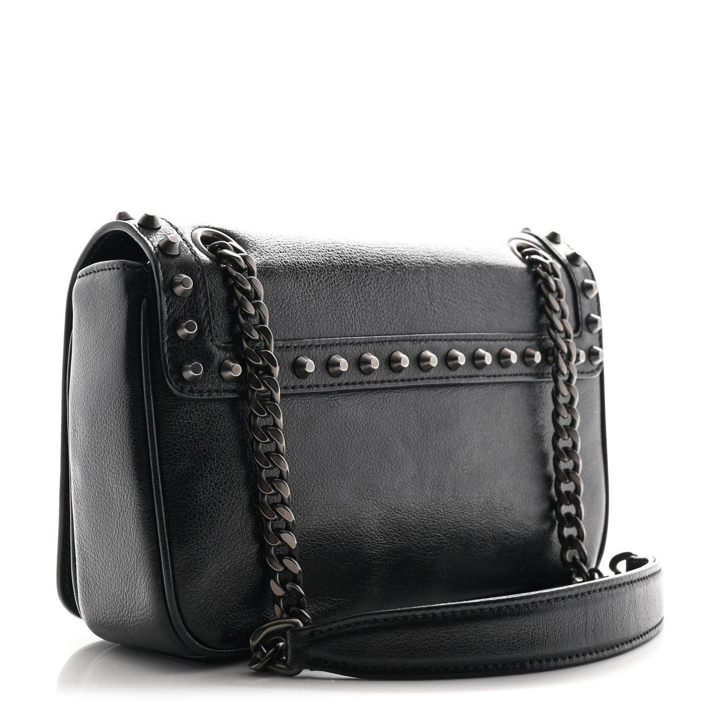 Glace Calfskin Studded Crossbody Black