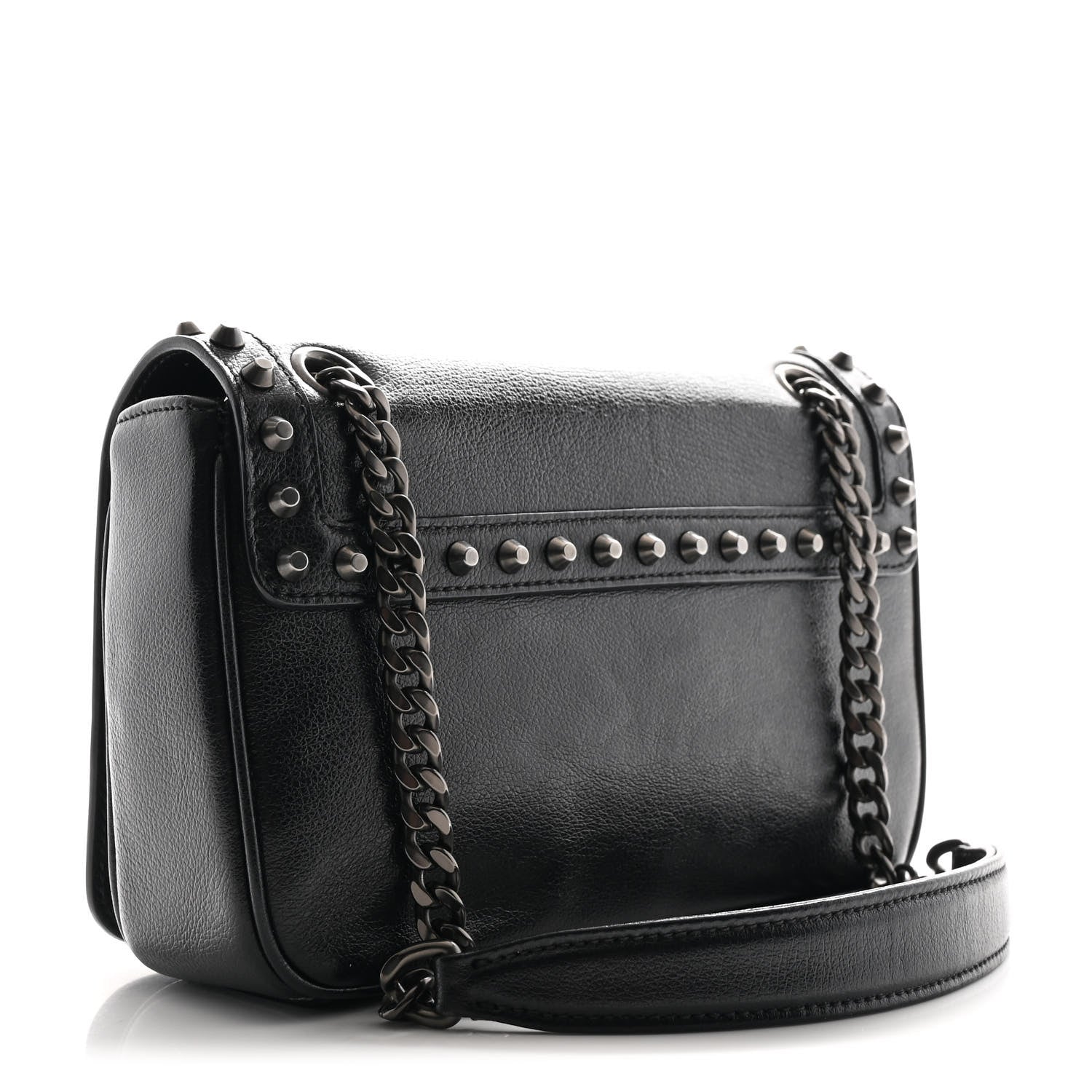Prada Glace Calfskin Studded Crossbody Black 3 of 10