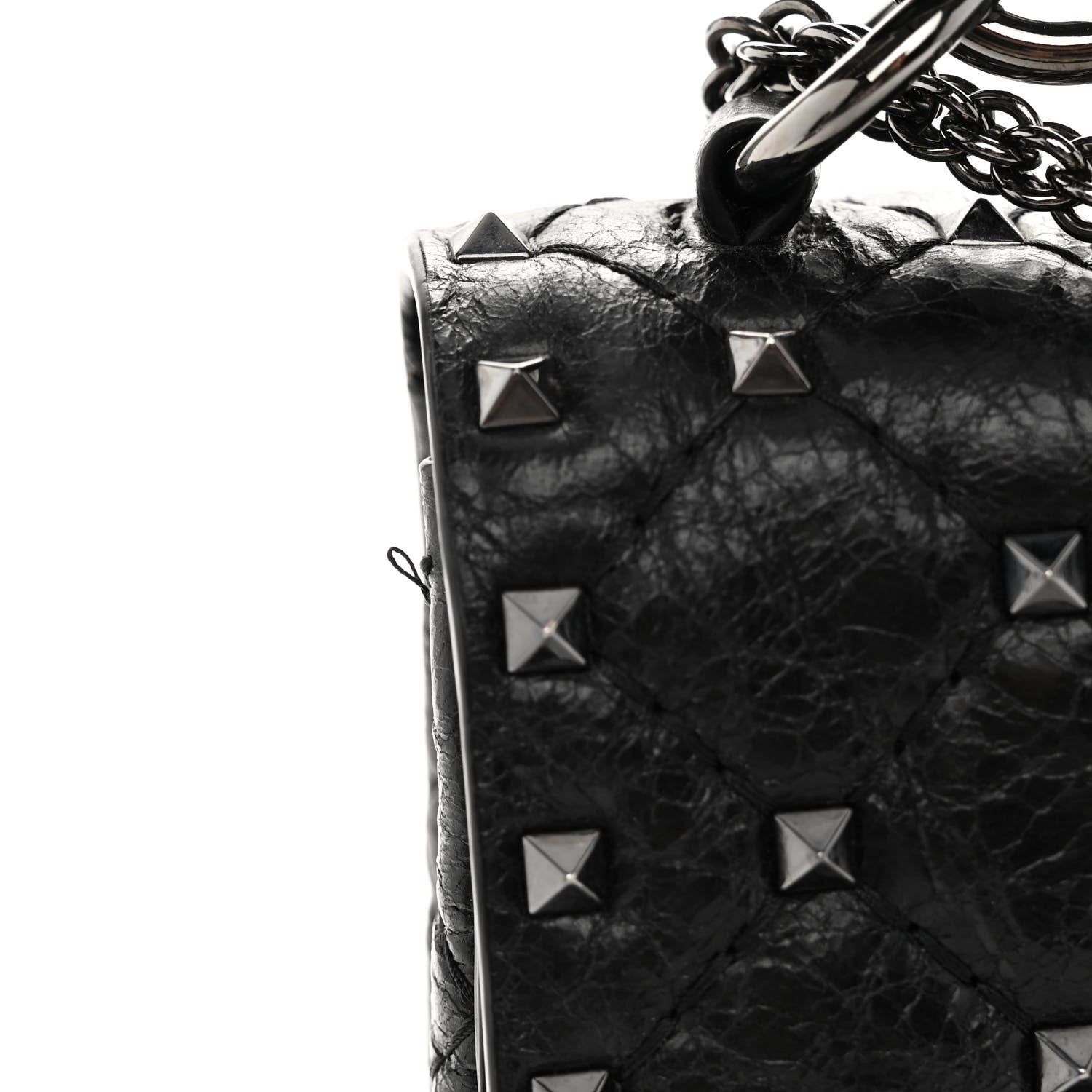 Valentino Garavani Craquele Nappa Medium Rockstud Spike Shoulder Bag Black 10 of 10