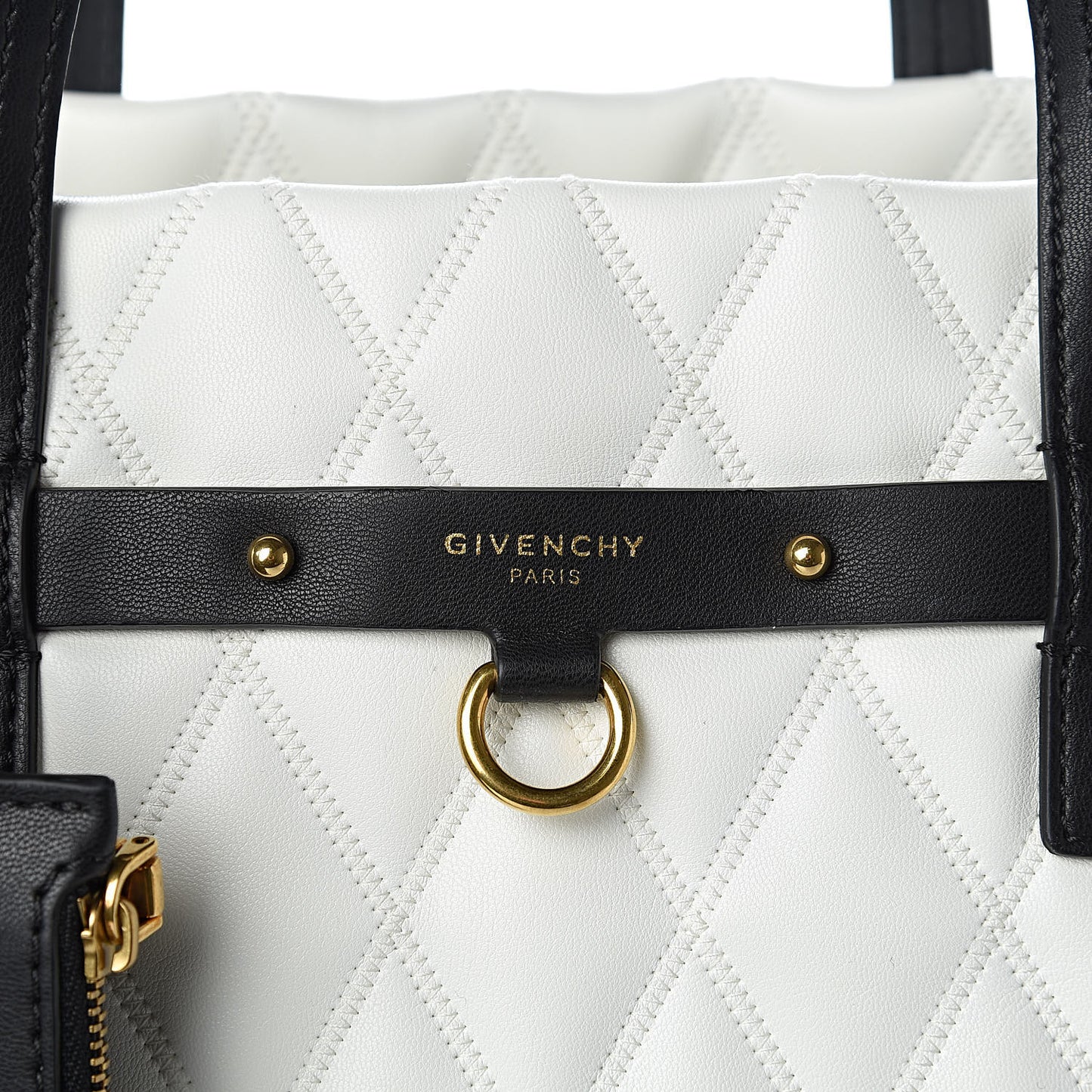 Rubber Effect Canvas Quilted Duo Shopper Tote White