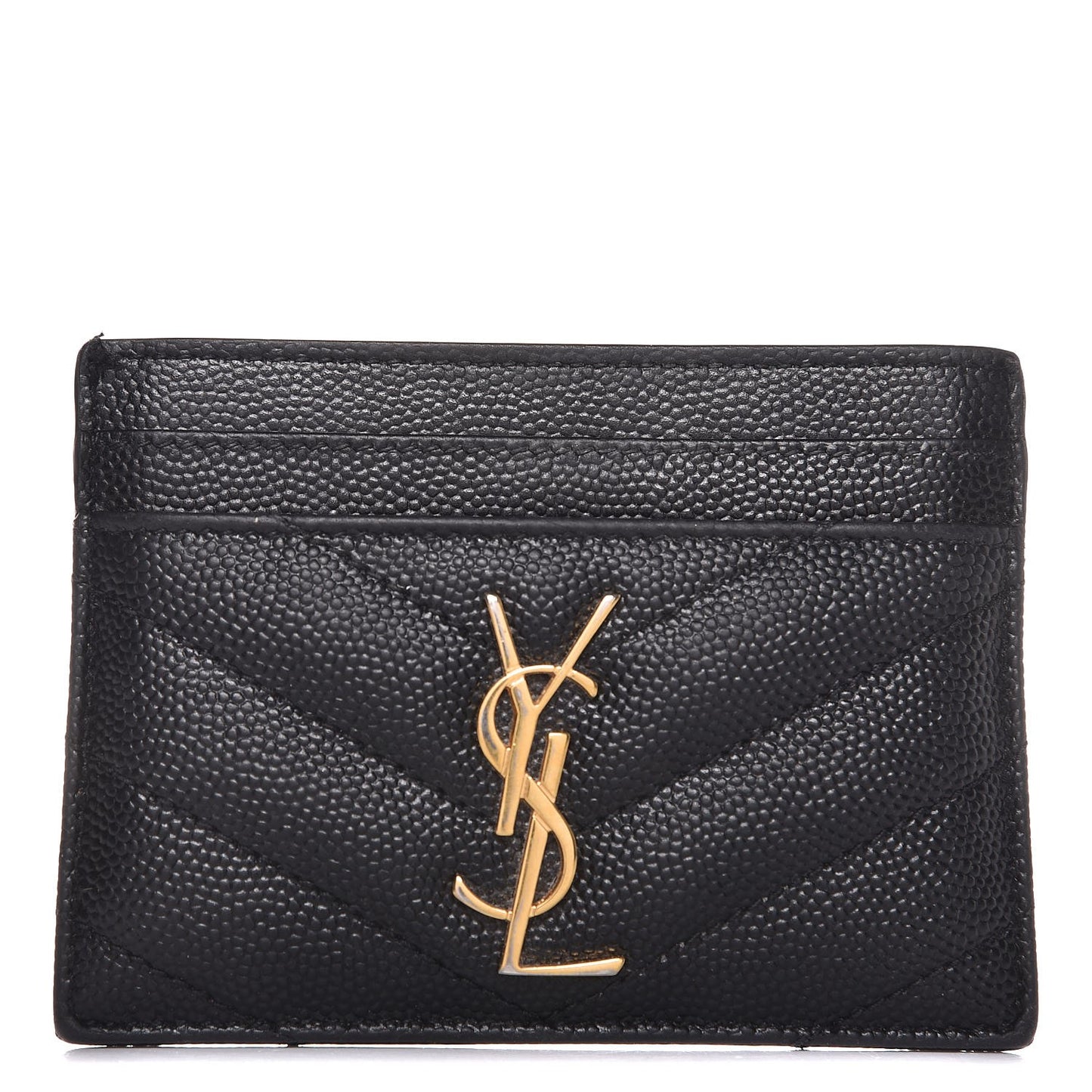 Grain De Poudre Matelasse Chevron Monogram Credit Card Case Black