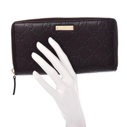 Gucci Guccissima Margaux Calfskin Metal Bar Zip Around Wallet Chocolate 2 of 7