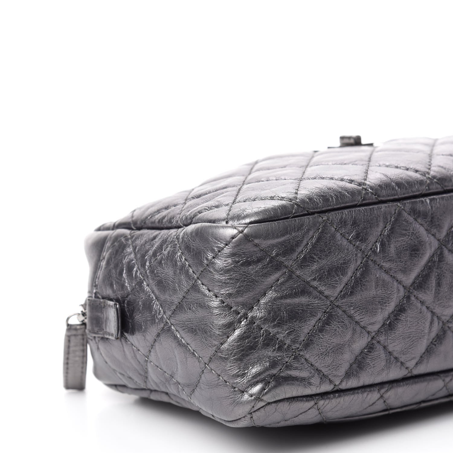 Chanel Metallic Aged Calfskin Quilted Medium Reissue Camera Case Dark Silver 6 of 11