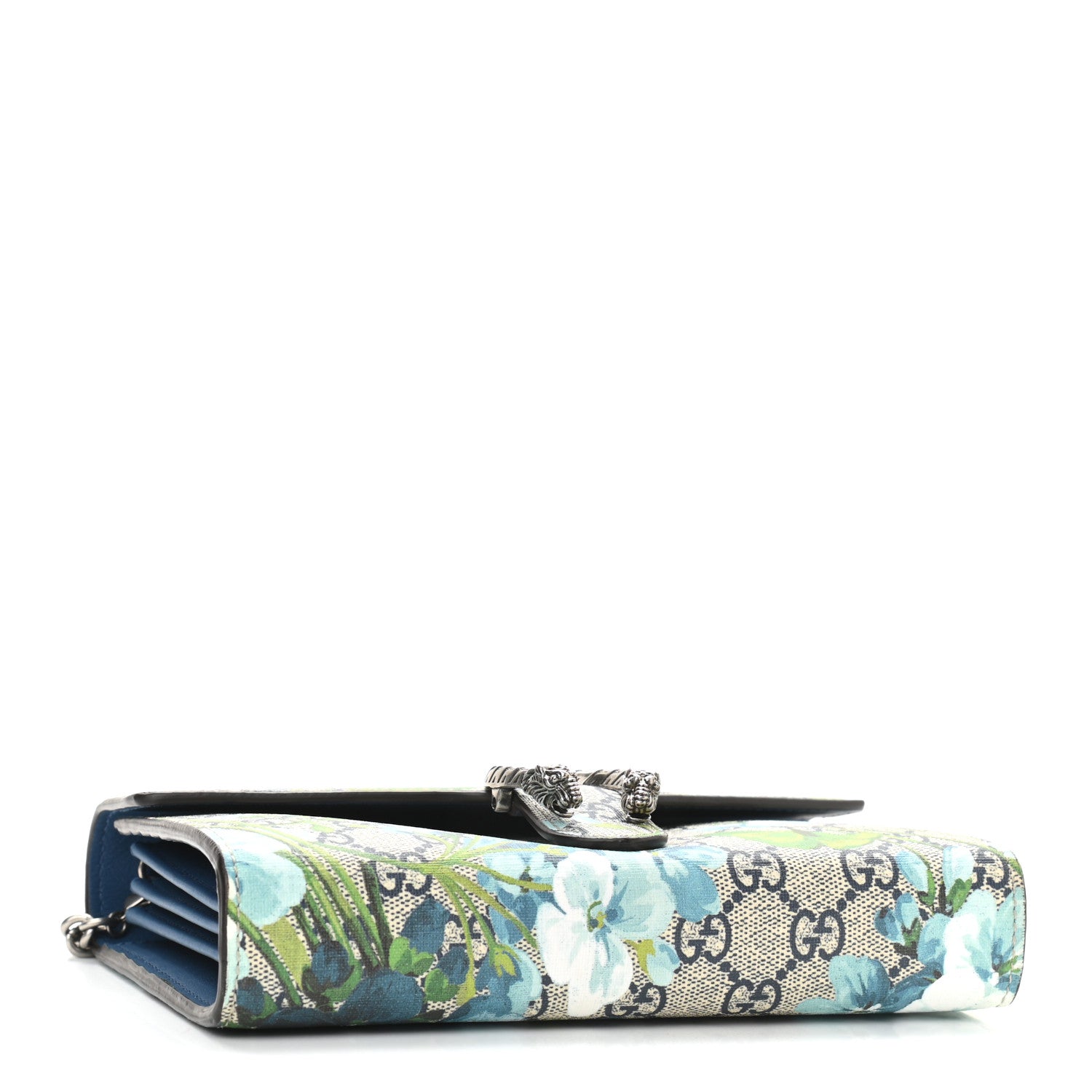 Gucci GG Supreme Monogram Blooms Mini Dionysus Chain Wallet Beige Blue Navy Vintage Blue 4 of 11