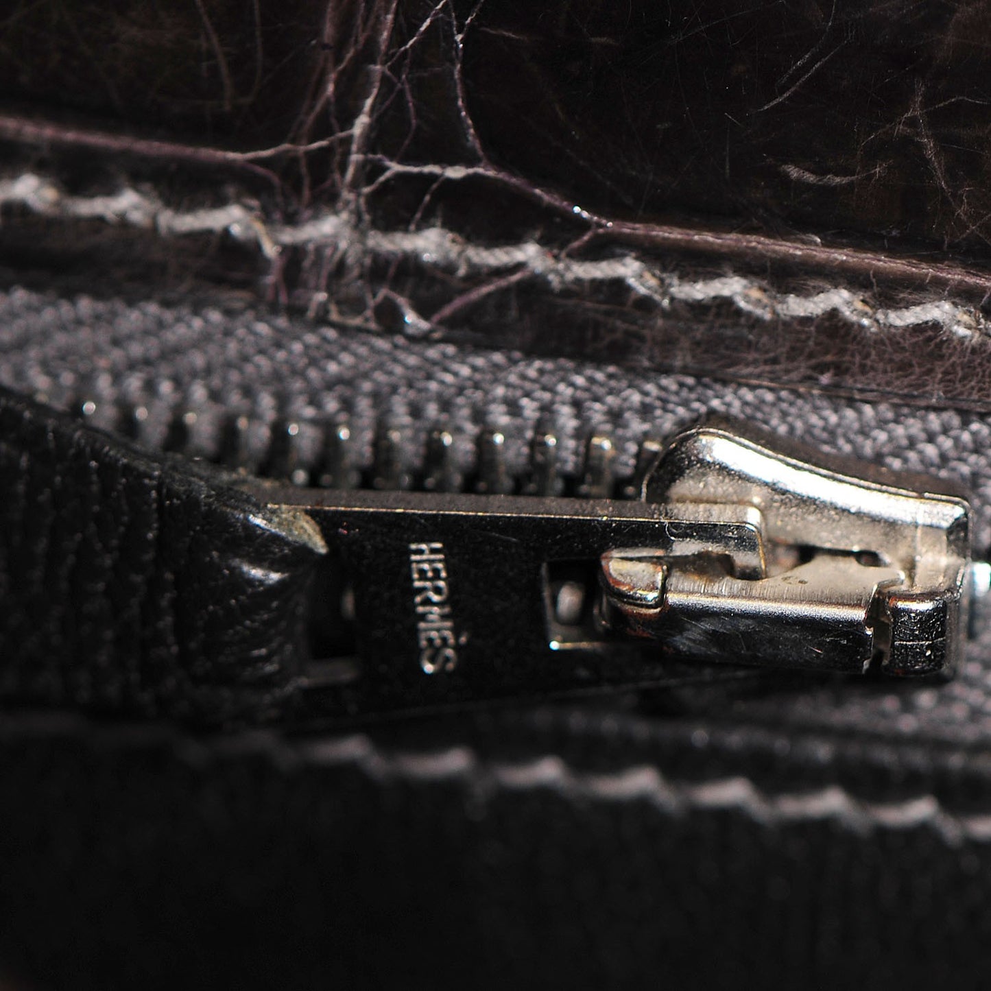 Shiny Niloticus Crocodile Kelly Sellier 25 Graphite