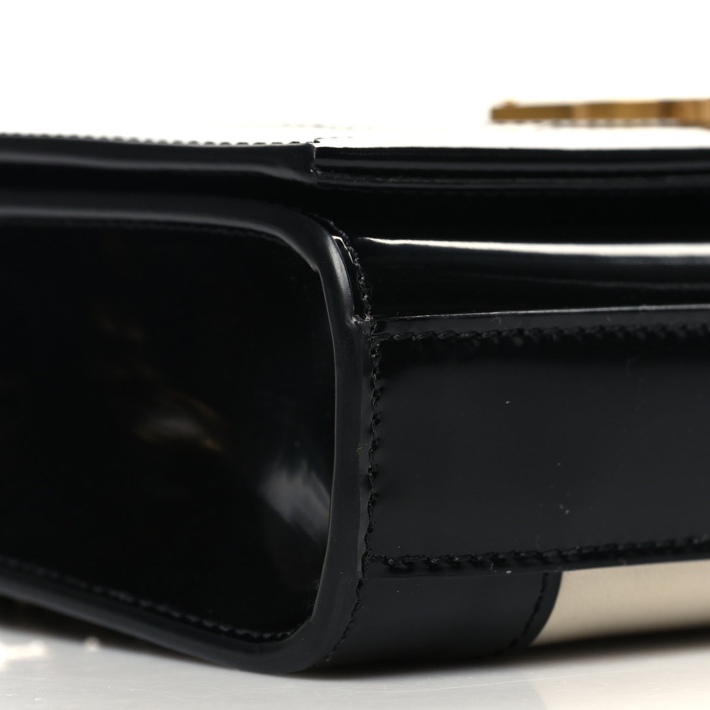 Nappa Patent Calfskin Two-Toned Small Monogram Kate Satchel Alabastro Black