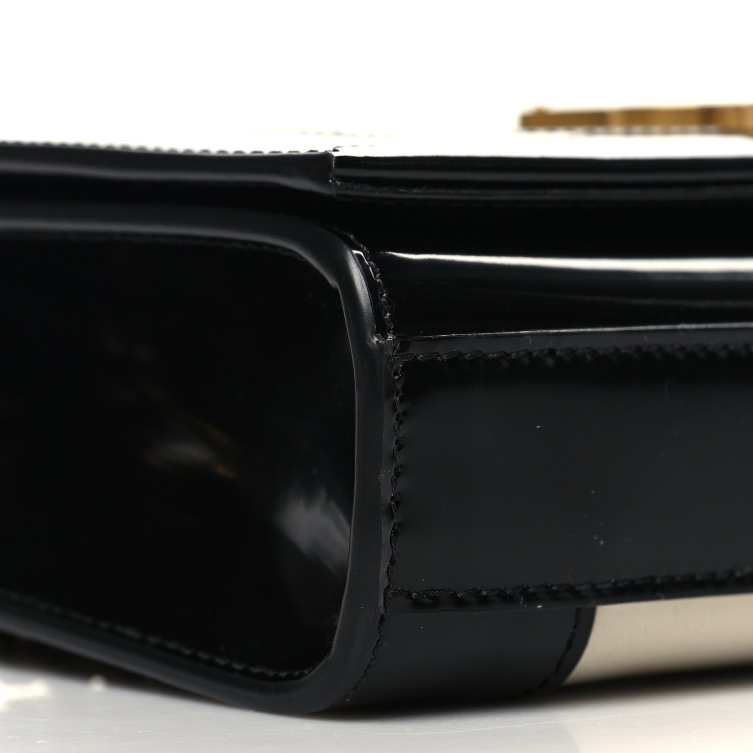 Saint Laurent Nappa Patent Calfskin Two-Toned Small Monogram Kate Satchel Alabastro Black 9 of 11