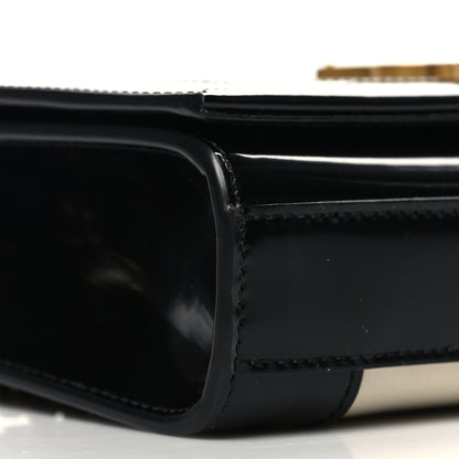 Saint Laurent Nappa Patent Calfskin Two-Toned Small Monogram Kate Satchel Alabastro Black 9 of 11