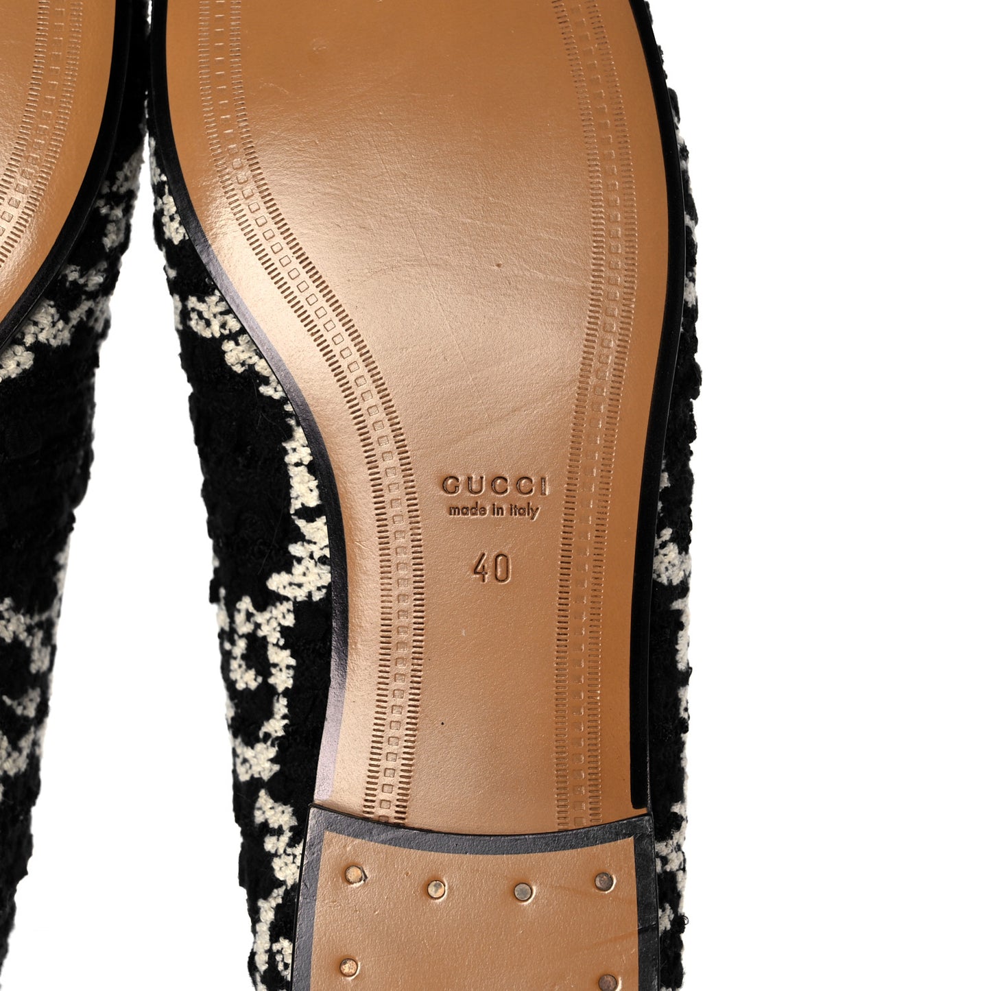 Tweed GG Monogram Horsebit Womens Jordaan Loafers 40 Black Natural