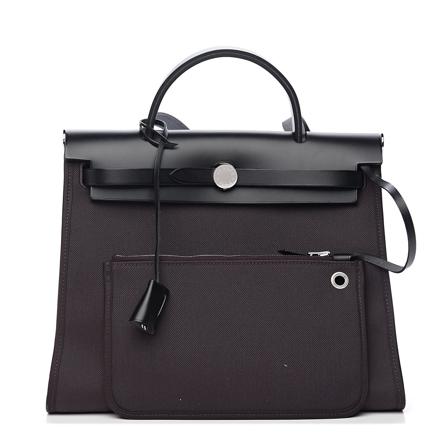 Hermes Military Toile Vache Hunter Herbag Zip PM 31 Prune Black 1 of 11