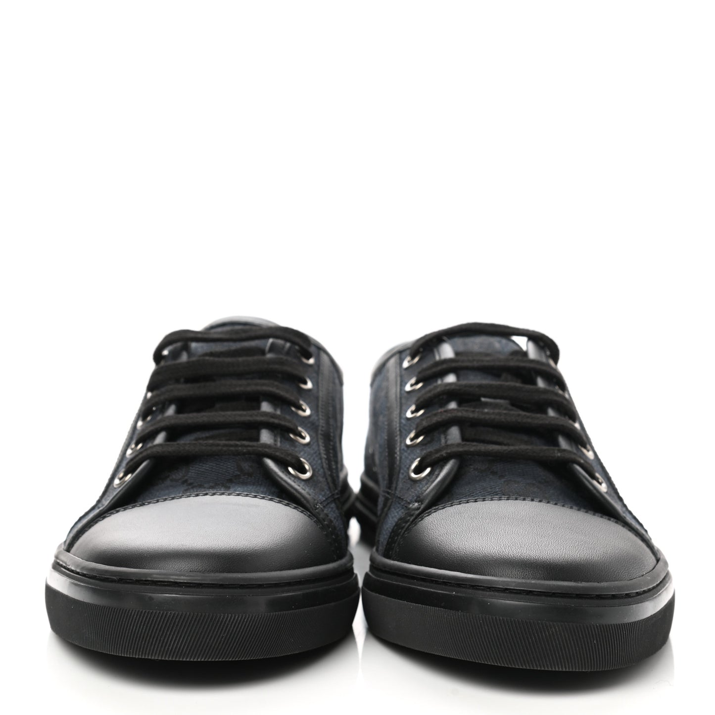 GG Monogram Calfskin Womens Low Top Sneakers 38.5 Piombo Black