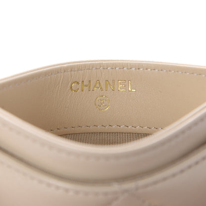 Chanel Shiny Goatskin Quilted Chanel 19 Card Holder Beige 7 of 10