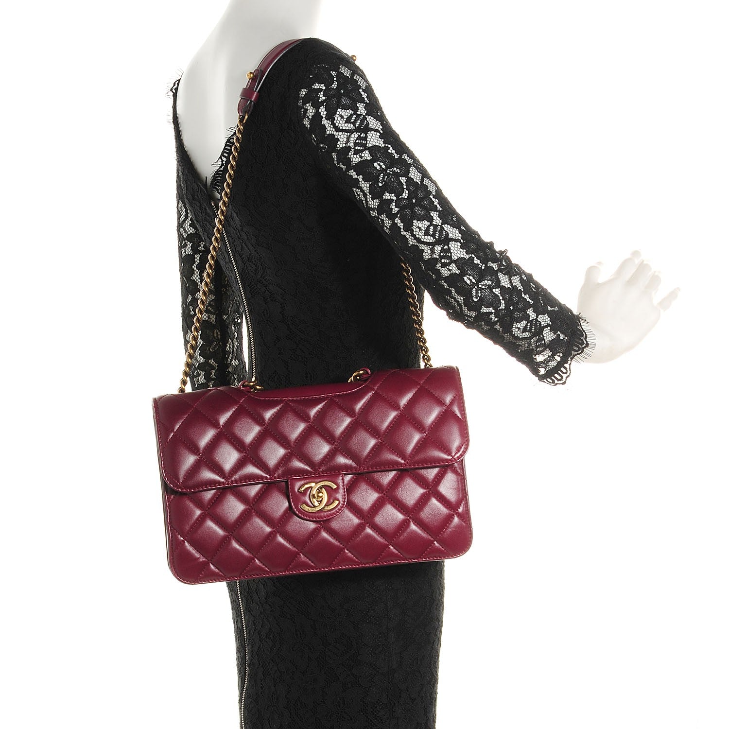 Chanel Calfskin Perfect Edge Large Flap Burgundy 2 of 9