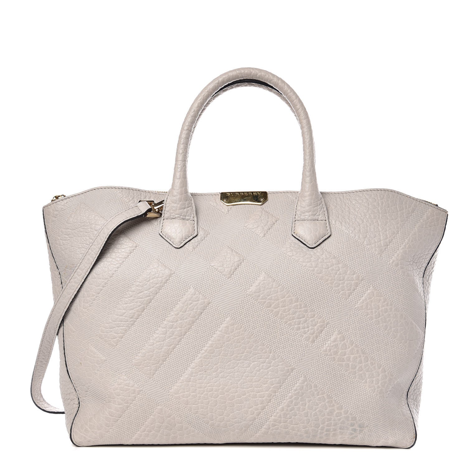 Burberry Heritage Grain Check Embossed Medium Dewsbury Tote Stone White 1 of 11