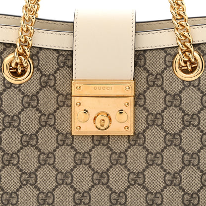 Gucci GG Supreme Monogram Moon Calfskin Small Padlock Tote Beige Ebony Mystic White 8 of 10