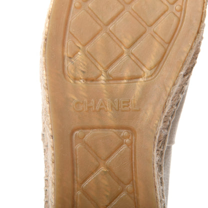 Chanel Canvas Grosgrain CC Espadrilles 39 Beige Black 7 of 7