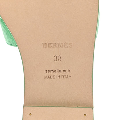 Hermes Epsom Oran Sandals 38 Vert Pomme 6 of 8
