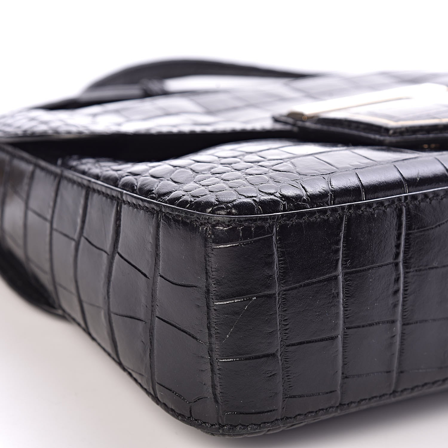 Givenchy Calfskin Crocodile Embossed Small Nobile Shoulder Bag Black 5 of 13