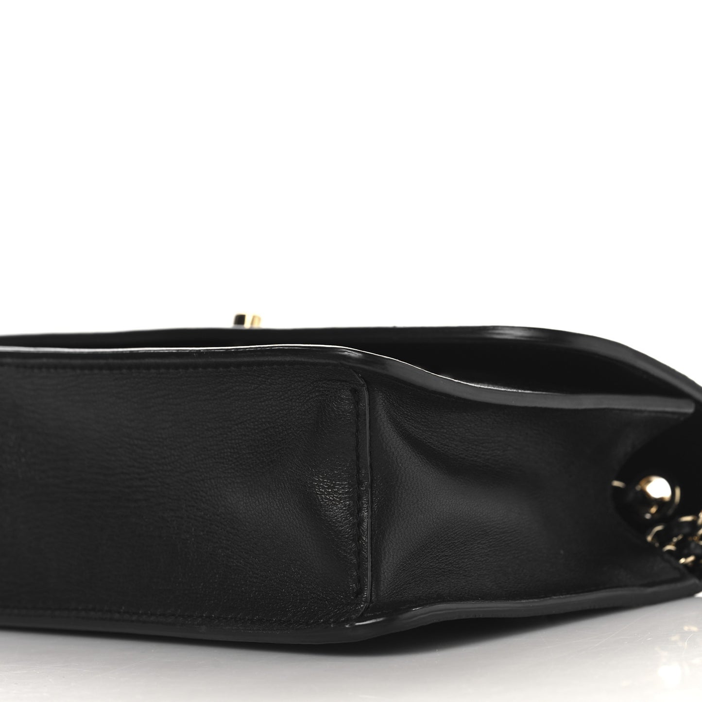 Lambskin Stitched Quilted Flap Black