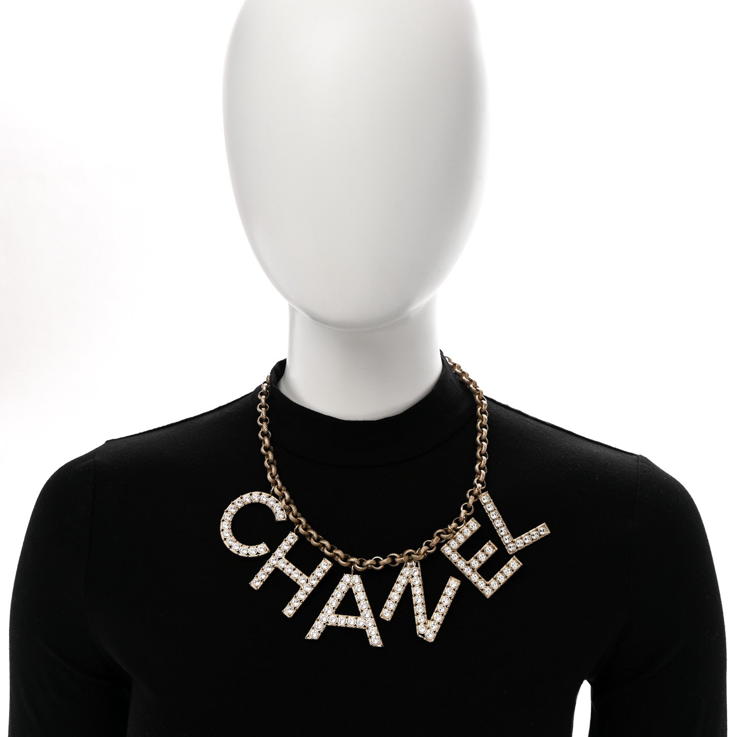 Chanel Crystal City of Lights Letter Chain Necklace Gold 2 of 6