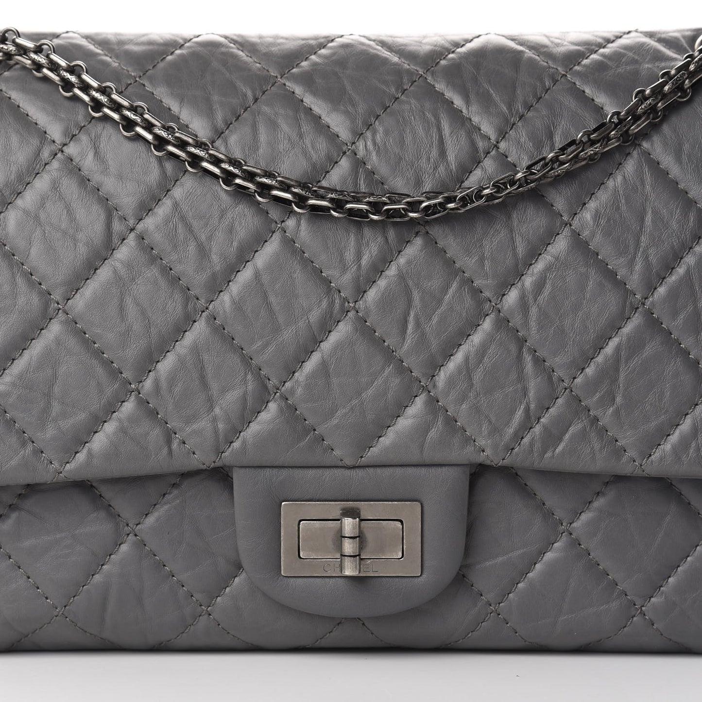 Aged Calfskin Quilted 2.55 Reissue 227 Flap Grey