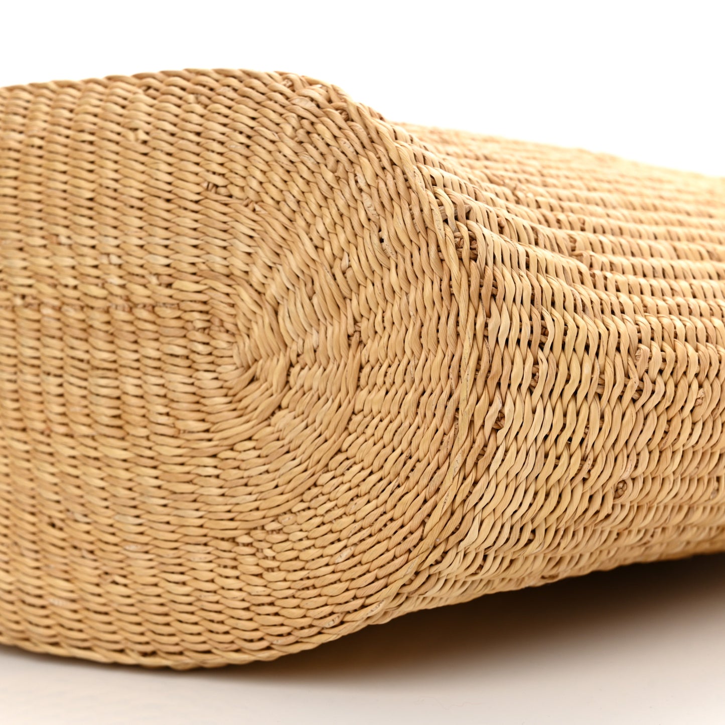 Raffia Calfskin Shell Basket Tote Natural Pecan