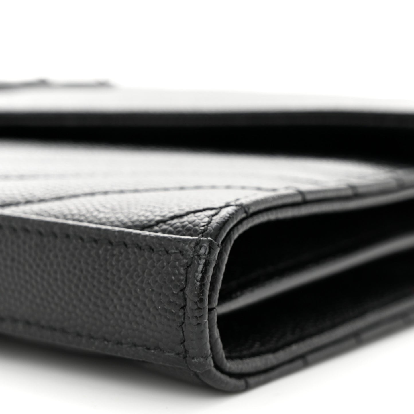 Grain De Poudre Matelasse Chevron Monogram Monochrome Chain Wallet Black