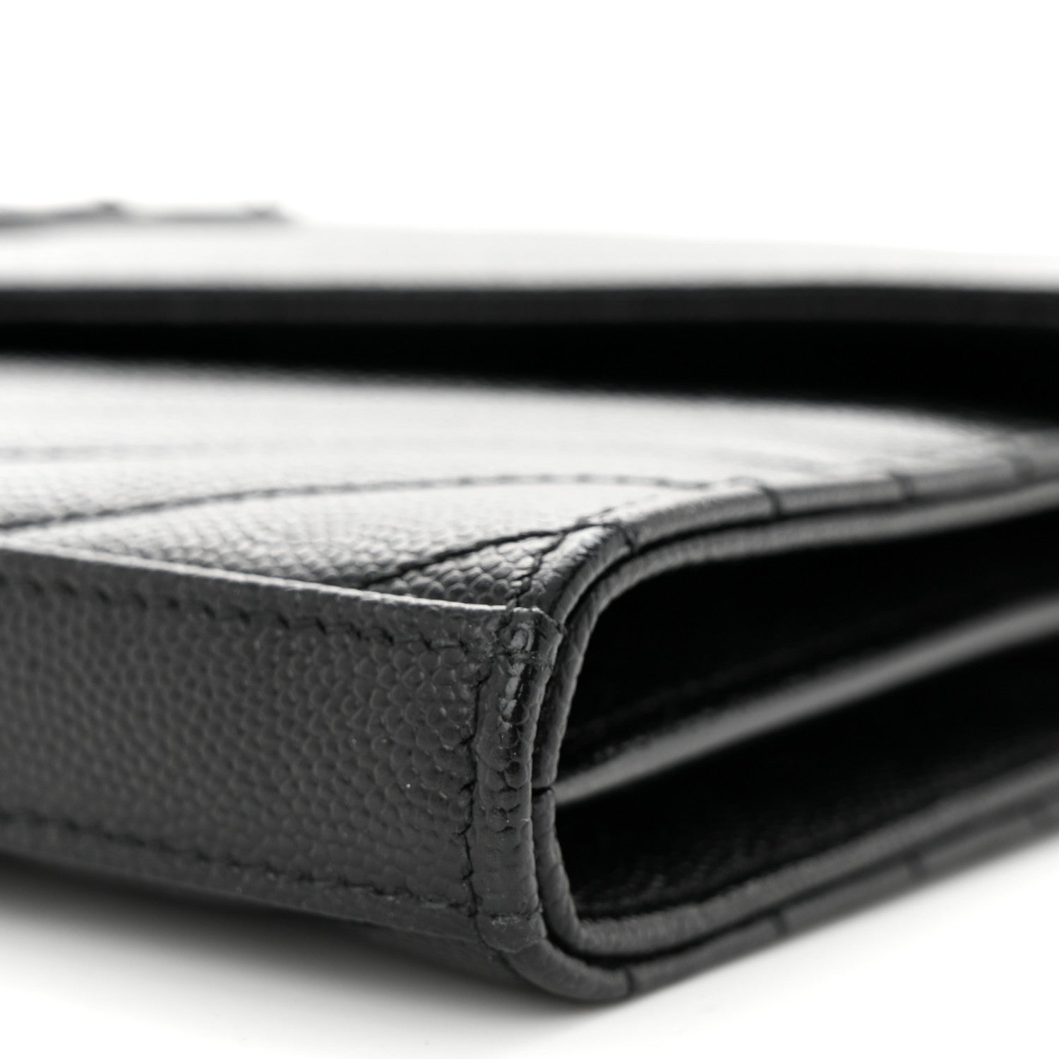Saint Laurent Grain De Poudre Matelasse Chevron Monogram Monochrome Chain Wallet Black 11 of 11
