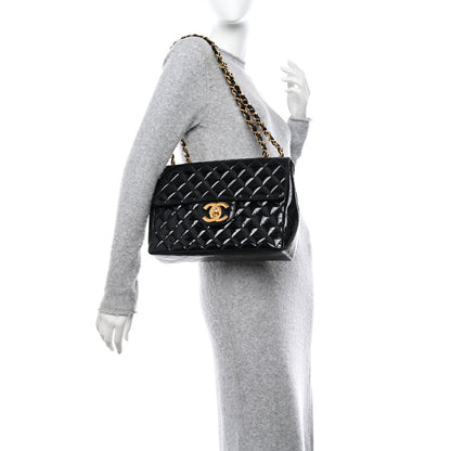 Chanel Patent Quilted XL Jumbo Single Flap Black 2 of 9