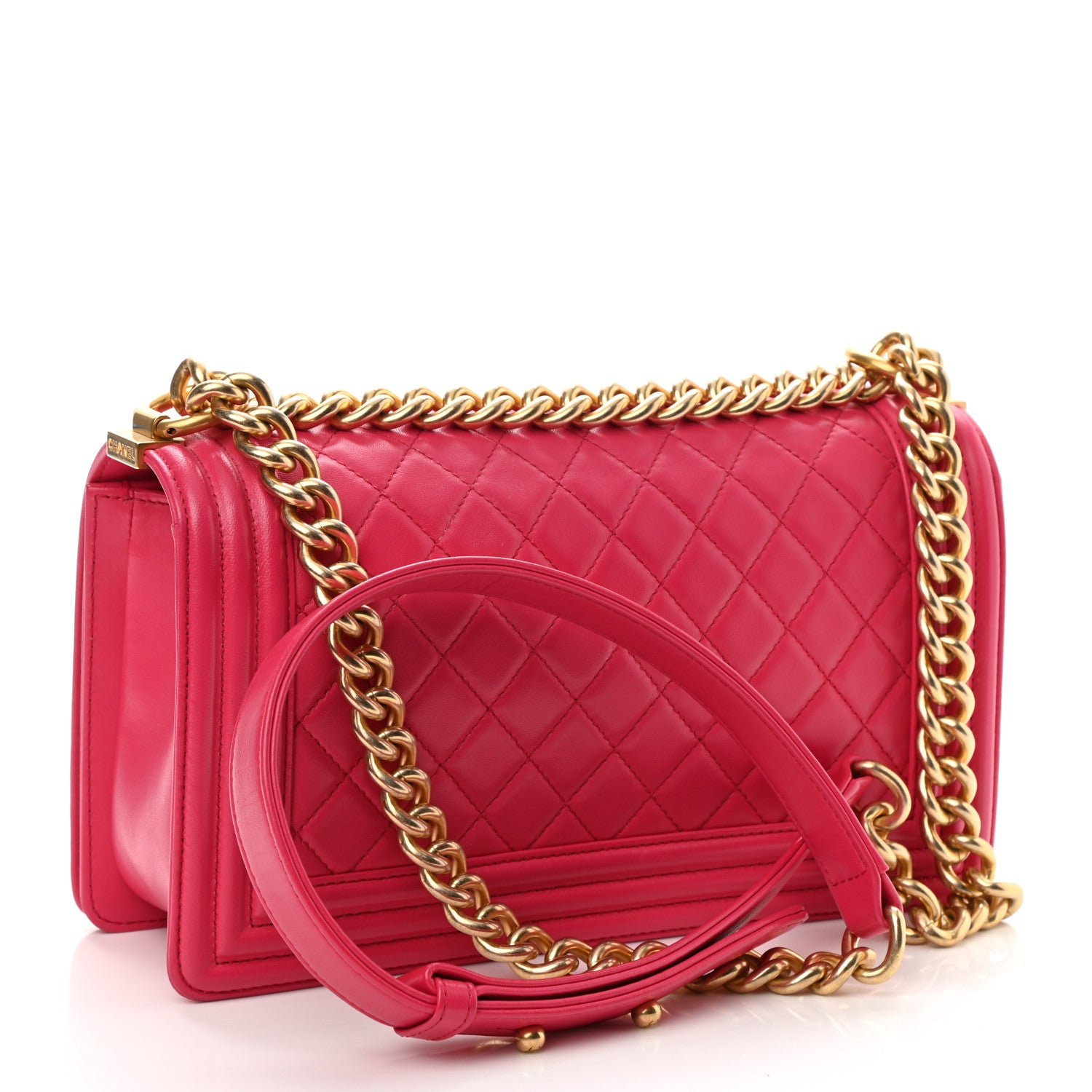 Chanel Lambskin Quilted Medium Boy Flap Fuchsia 3 of 9