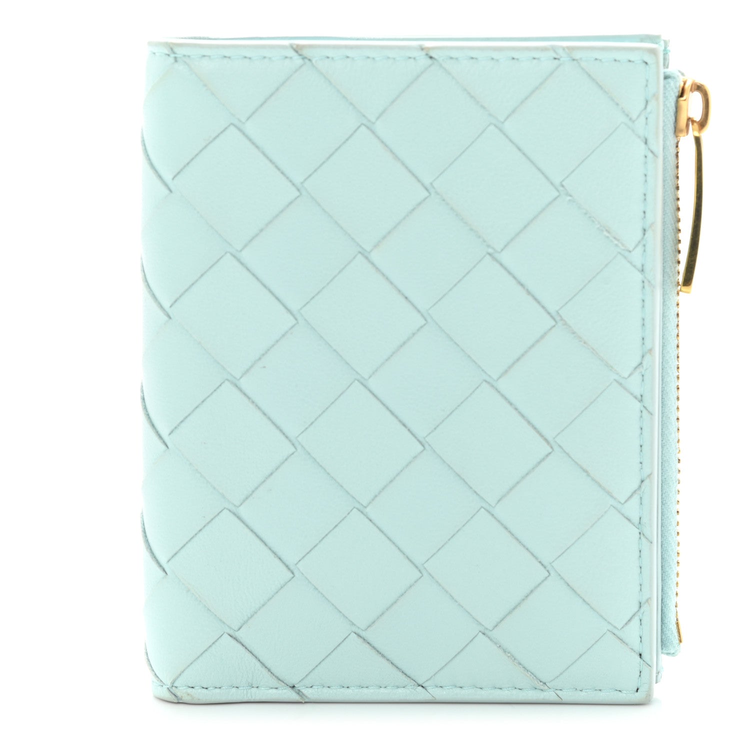 Bottega Veneta Nappa Intrecciato Bifold Zip Wallet Teal Washed 1 of 8