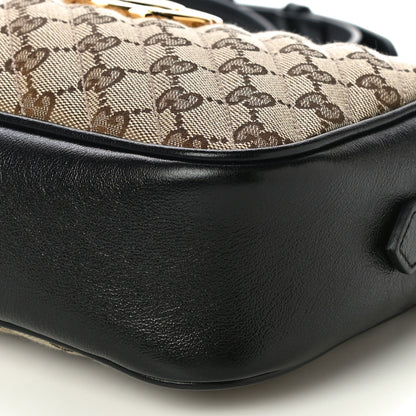 Gucci Monogram Matelasse Diagonal Small GG Marmont Chain Shoulder Bag Beige Black 11 of 11