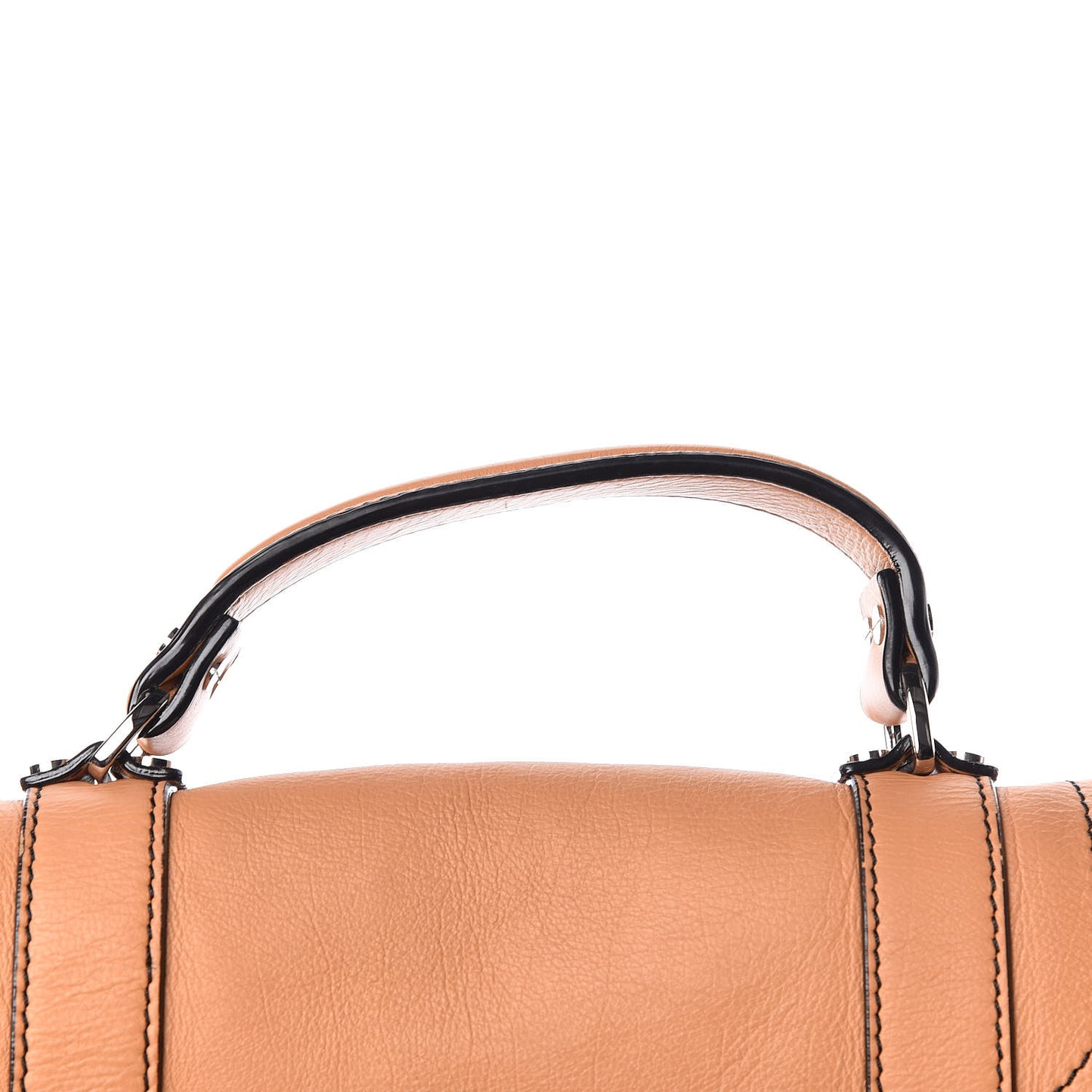 Grained Calfskin Medium Contrast Stitch PS1 Satchel Amber Orange