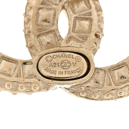 Chanel Crystal Timeless CC Earrings Light Gold 3 of 6